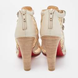 Pre Owned Christian Louboutin Two Tone Leather and Mesh Trotti Sandals Size 36