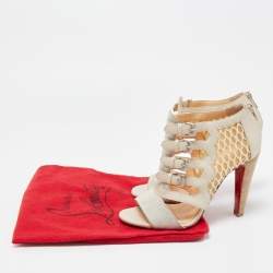 Pre Owned Christian Louboutin Two Tone Leather and Mesh Trotti Sandals Size 36