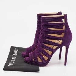 Christian Louboutin Purple Pleated Suede Tinazata Sandals Size 38