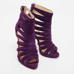 Christian Louboutin Purple Pleated Suede Tinazata Sandals Size 38