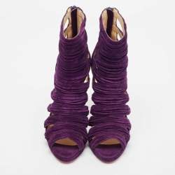 Christian Louboutin Purple Pleated Suede Tinazata Sandals Size 38