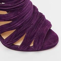 Christian Louboutin Purple Pleated Suede Tinazata Sandals Size 38