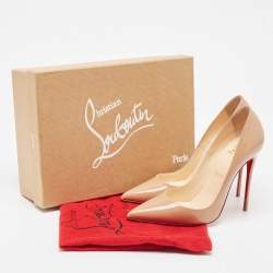 Pre Owned Christian Louboutin Beige Patent So Kate Pumps Size 38.5