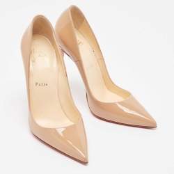 Pre Owned Christian Louboutin Beige Patent So Kate Pumps Size 38.5