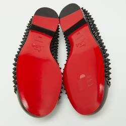 Christian Louboutin Black Patent Leather Glitz Spikes Loafers Size 38