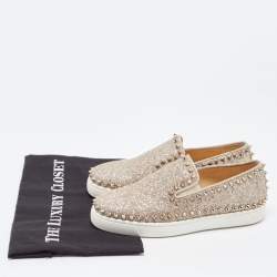 Pre Owned Christian Louboutin Gold Gritter Pik Boat Sneakers Size 36