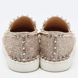 Pre Owned Christian Louboutin Gold Gritter Pik Boat Sneakers Size 36