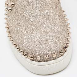 Pre Owned Christian Louboutin Gold Gritter Pik Boat Sneakers Size 36