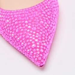 Pre Owned Christian Louboutin Pink Suede Crystal Embellished Ballet Flats Size 37