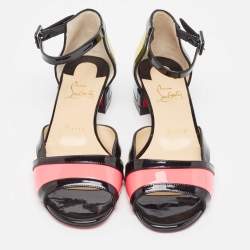 Pre Owned Christian Louboutin Multicolor Patent Leather Mondiri Sandals Size 38