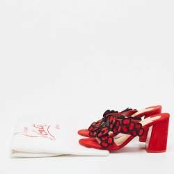 Christian Louboutin Red/Black Suede Pansy Sandals Size 37