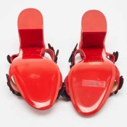 Christian Louboutin Red/Black Suede Pansy Sandals Size 37