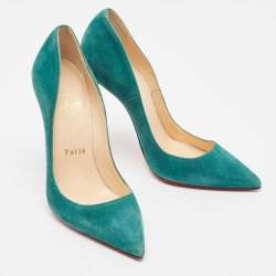 Pre Owned Christian Louboutin Green Suede So Kate Pumps Size 35.5