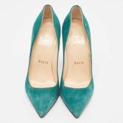 Pre Owned Christian Louboutin Green Suede So Kate Pumps Size 35.5