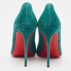 Pre Owned Christian Louboutin Green Suede So Kate Pumps Size 35.5