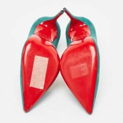 Pre Owned Christian Louboutin Green Suede So Kate Pumps Size 35.5