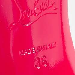 Pre Owned Christian Louboutin Fuchsia Patent Leather Lipgloss Queen Ankle Strap Sandals Size 36