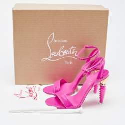 Pre Owned Christian Louboutin Fuchsia Patent Leather Lipgloss Queen Ankle Strap Sandals Size 36