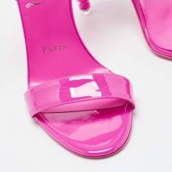 Pre Owned Christian Louboutin Fuchsia Patent Leather Lipgloss Queen Ankle Strap Sandals Size 36