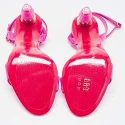 Pre Owned Christian Louboutin Fuchsia Patent Leather Lipgloss Queen Ankle Strap Sandals Size 36