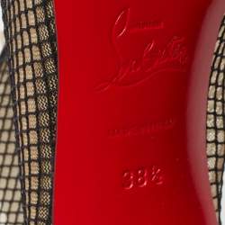 Pre Owned Christian Louboutin Black Mesh and Leather Bourriche Ankle Booties Size 38.5