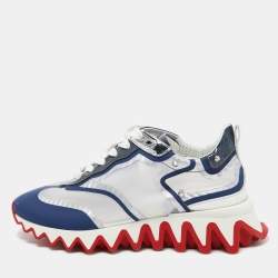 Pre Owned Christian Louboutin Multicolor Leather and Mesh Sharkina Sneakers Size 39