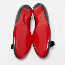 Pre Owned حذاء باليرينا فلات كريستيان لوبوتان جلد أسود مقاس 37.5 