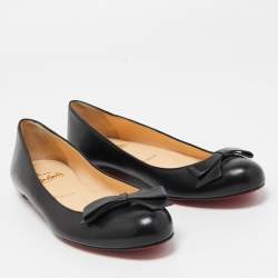 Pre Owned حذاء باليرينا فلات كريستيان لوبوتان جلد أسود مقاس 37.5 