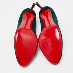 Pre Owned Christian Louboutin Green Suede Ron Ron Pumps Size 40