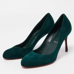 Pre Owned Christian Louboutin Green Suede Ron Ron Pumps Size 40