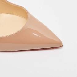 Pre Owned Christian Louboutin Beige Patent Leather So Kate Pumps Size 38.5