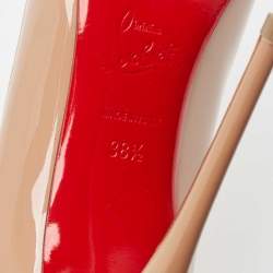 Pre Owned Christian Louboutin Beige Patent Leather So Kate Pumps Size 38.5