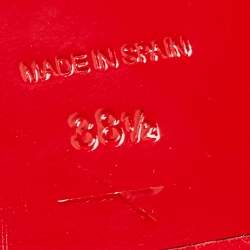 Pre Owned Christian Louboutin Black/White Logo Canvas and Leather Crossimule Flat Slides Size 38.5