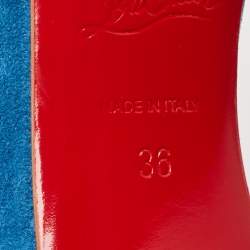 Pre Owned Christian Louboutin Blue Suede  Pointed Toe Dorsay Pumps Size 36