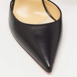 Pre Owned Christian Louboutin Black Leather Mule Sandals Size 38