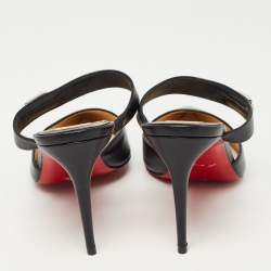Pre Owned Christian Louboutin Black Leather Mule Sandals Size 38