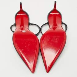 Pre Owned Christian Louboutin Black Leather Mule Sandals Size 38