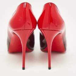 Pre Owned Christian Louboutin Red/Black Patent Very Prive Pumps Size 37