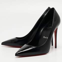 Pre Owned Christian Louboutin Black Patent Leather Kate Pumps Size 36