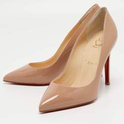 Christian Louboutin Beige Patent Leather Pigalle Pumps Size 38