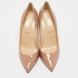Christian Louboutin Beige Patent Leather Pigalle Pumps Size 38