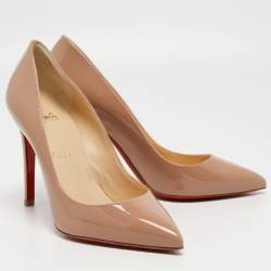 Christian Louboutin Beige Patent Leather Pigalle Pumps Size 38