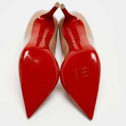 Christian Louboutin Beige Patent Leather Pigalle Pumps Size 38