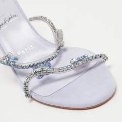 مملوكة مسبقًا Christian Louboutin Light Purple Crystal Embellished PVC Just Queen Slide Sandals Size 38