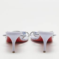 مملوكة مسبقًا Christian Louboutin Light Purple Crystal Embellished PVC Just Queen Slide Sandals Size 38