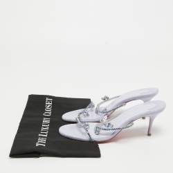 مملوكة مسبقًا Christian Louboutin Light Purple Crystal Embellished PVC Just Queen Slide Sandals Size 38