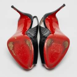 Pre Owned صندل كريستيان لوبوتان برايفت نامبر جلد أسود لامع مقاس 36