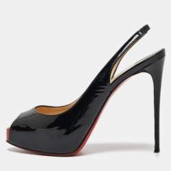 Pre Owned صندل كريستيان لوبوتان برايفت نامبر جلد أسود لامع مقاس 36