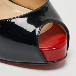 Pre Owned صندل كريستيان لوبوتان برايفت نامبر جلد أسود لامع مقاس 36