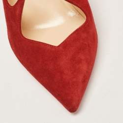 Pre Owned Christian Louboutin Red Suede Olavague Flame Pumps Size 38.5
